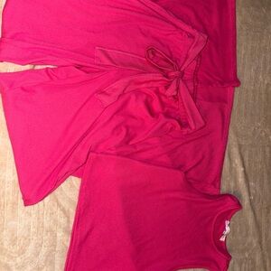 Vibrant Pink Sleeveless Top and Pants Set